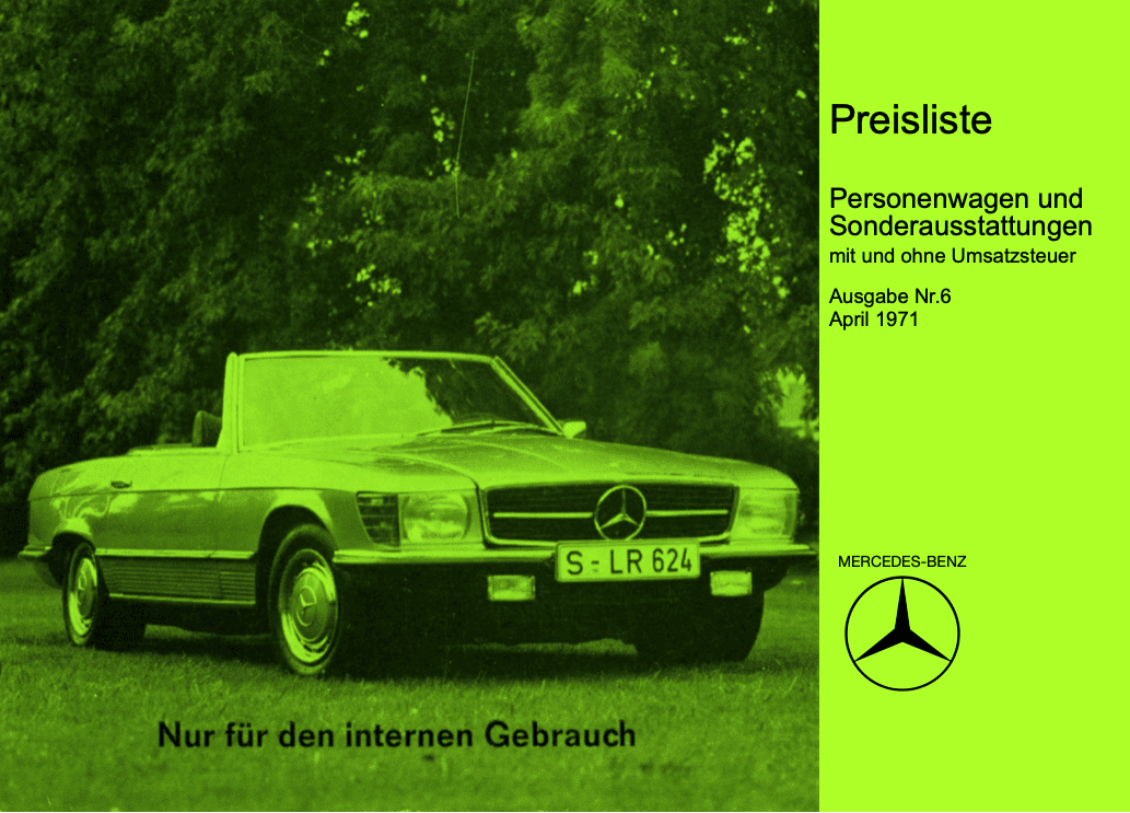 Preisliste ab 04/1972
