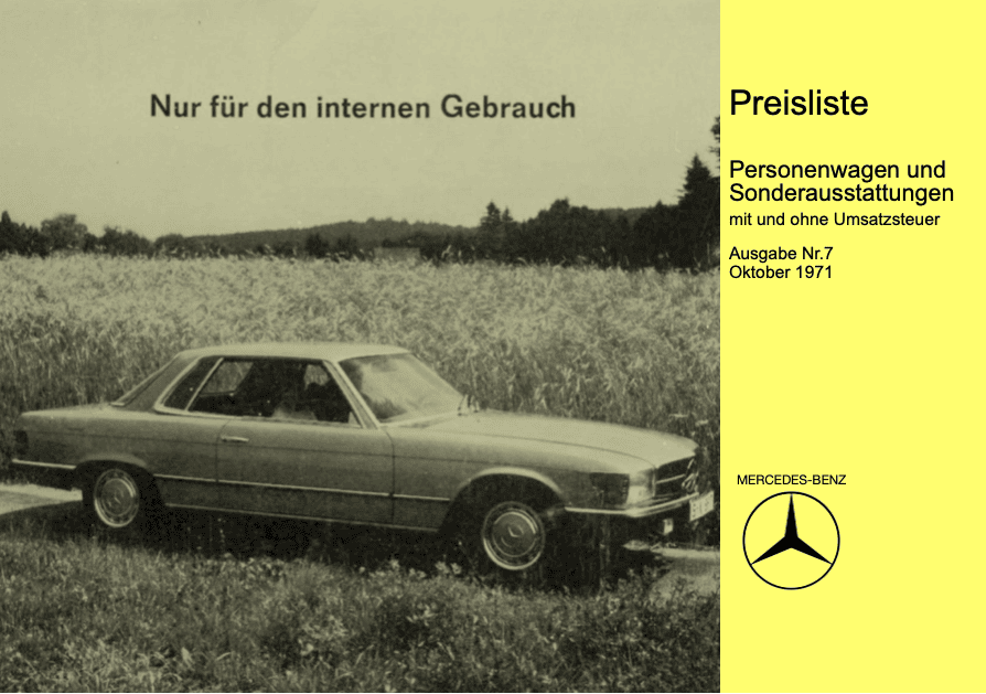 Preisliste ab 01/1972