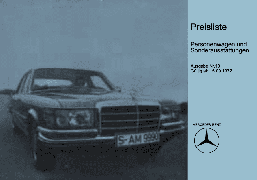 Preisliste ab 09/1972