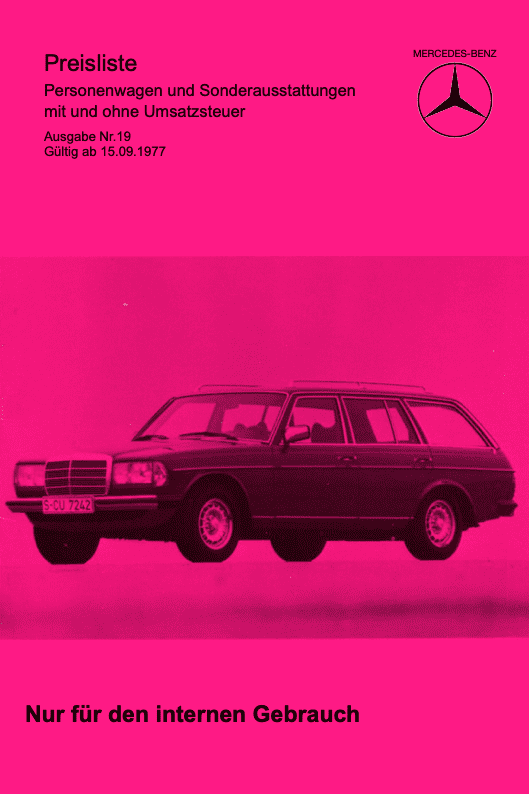 Preisliste ab 09/1977