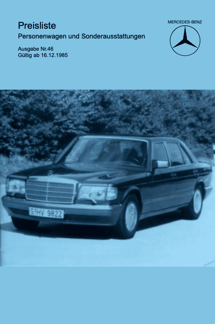 Preisliste ab 12/1985