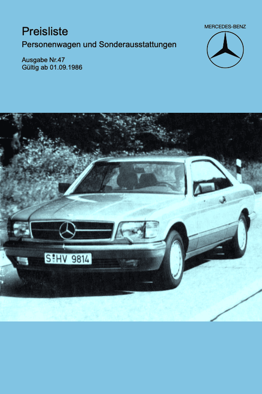 Preisliste ab 09/1986